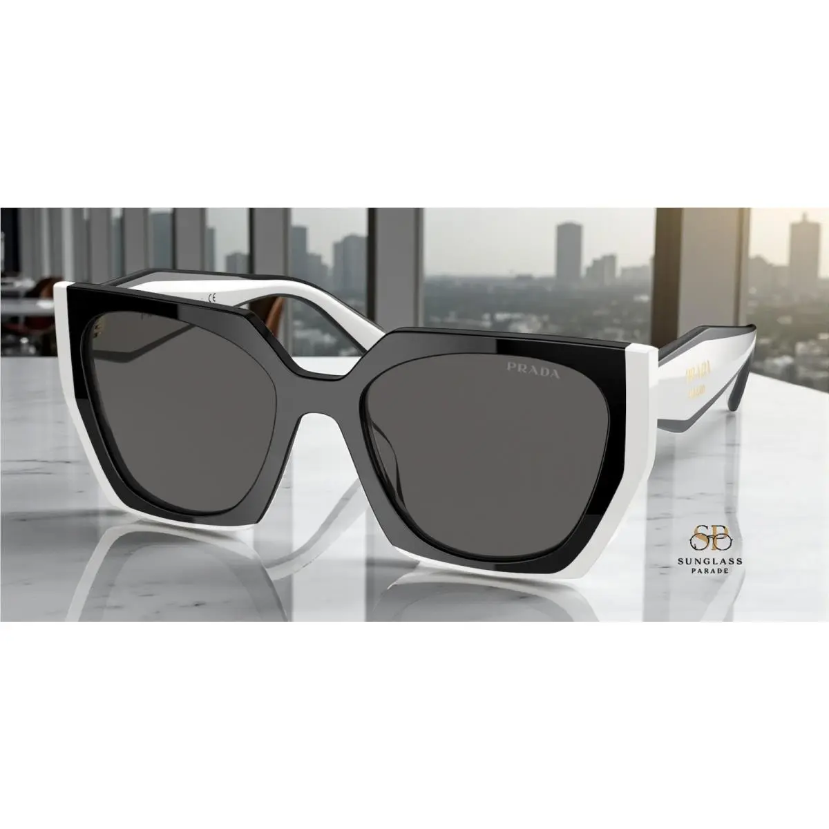 Prada PR 15WS 09Q5S0 Black Talc Dark Grey 54 mm Women`s Sunglasses