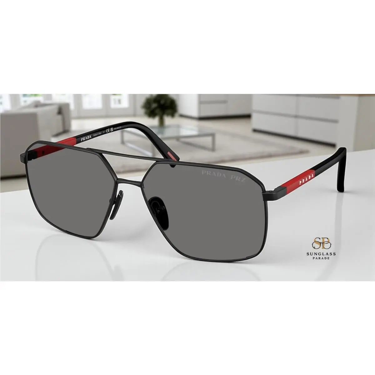 Prada Linea Rossa PS A50S 1BO02G Mt Black Grey Polarized 60 mm Men`s Sunglasses