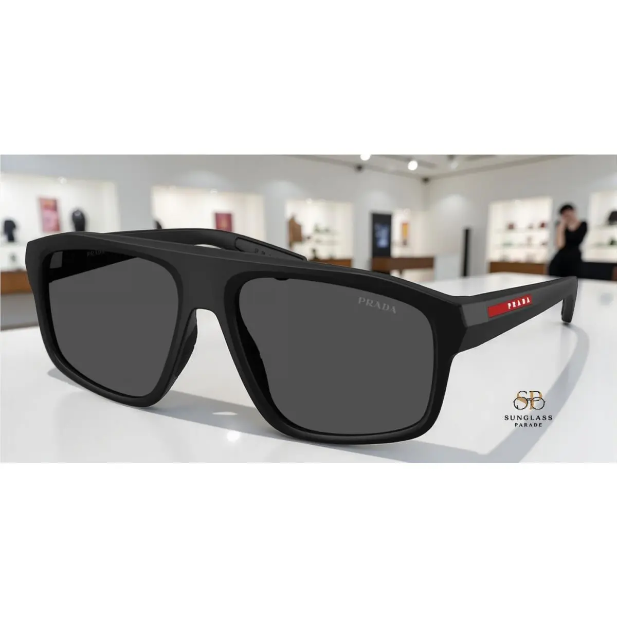 Prada Linea Rossa PS B02S 1BO06F Matte Black Dark Grey 59 mm Men`s Sunglasses
