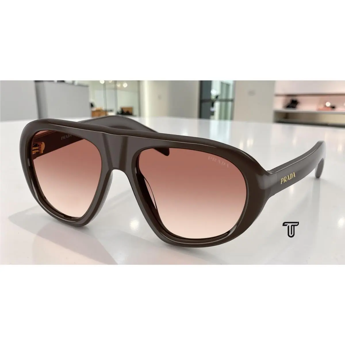 Prada PR C05SF 27I70X Cigar Light Brown Gradient Bordeaux 56mm Womens Sunglasses