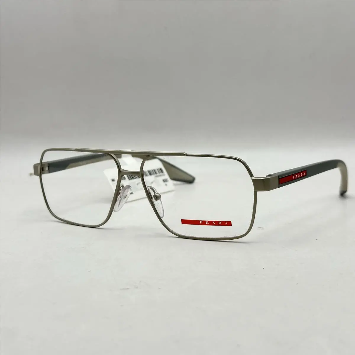 Prada Linea Rossa Double Bridge Metal Front Aviator Eyeglasses Vps 51T Champagne