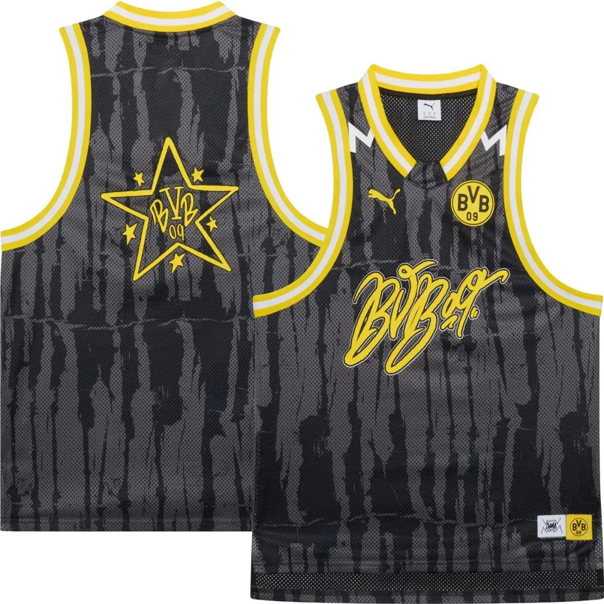 Puma Hoops x Borussia Dortmund Mens Basketball Jersey Size L Black