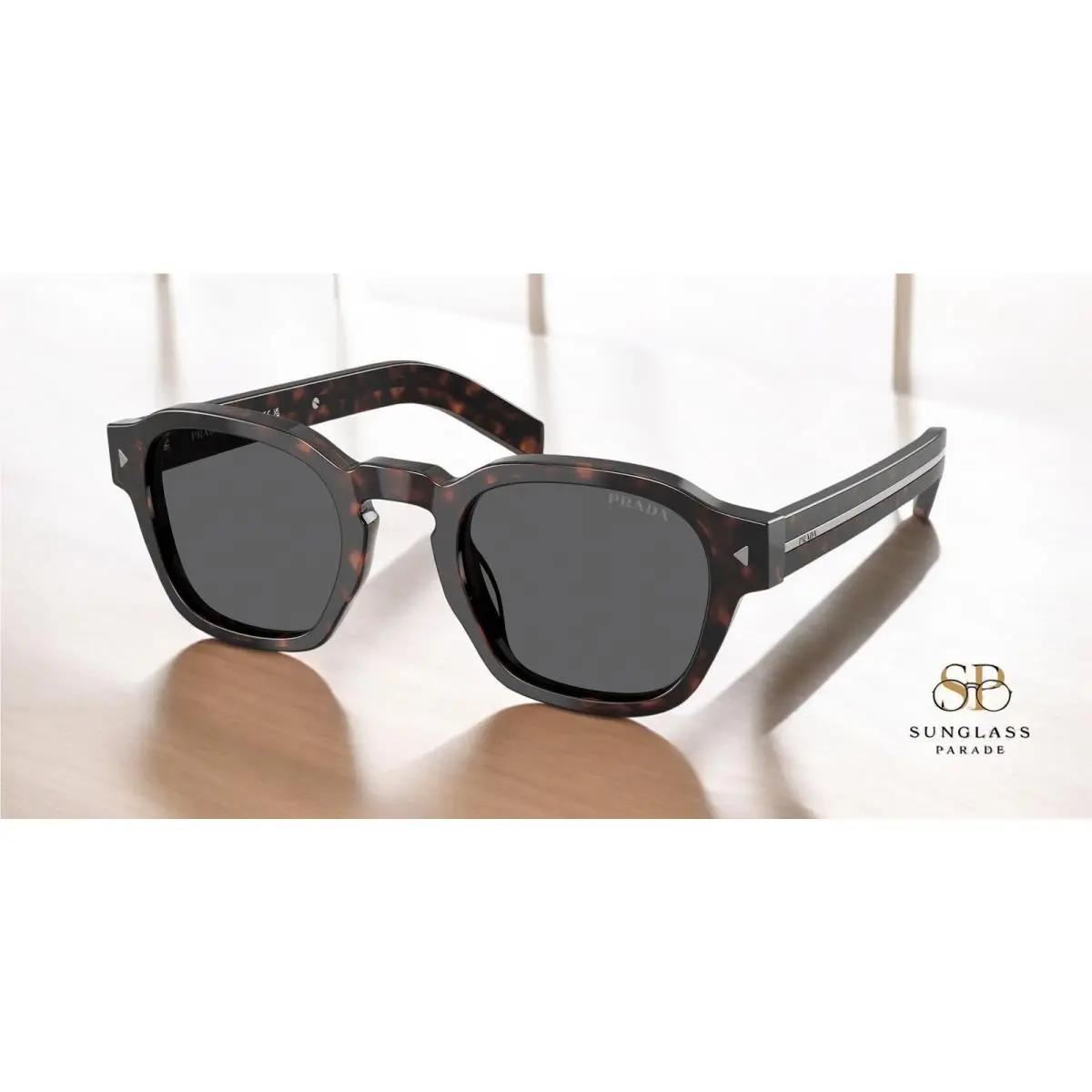 Prada PR A16S 17N731 Tartaruga Radica Dark Grey 49 mm Men`s Sunglasses