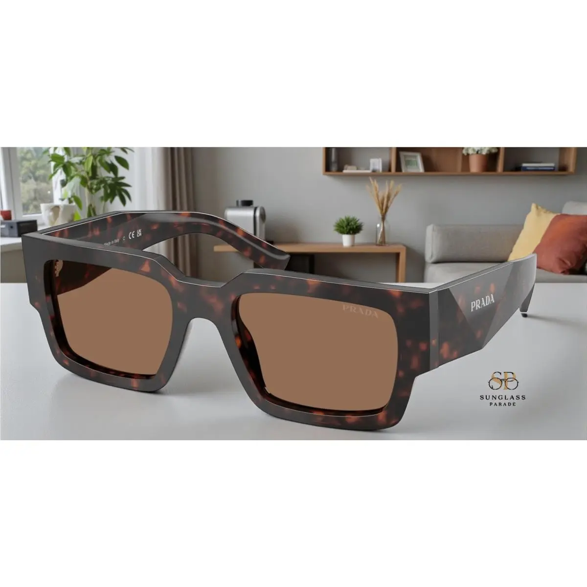Prada PR B17S 17N06B Root Tortoise Dark Brown 54 mm Men`s Sunglasses