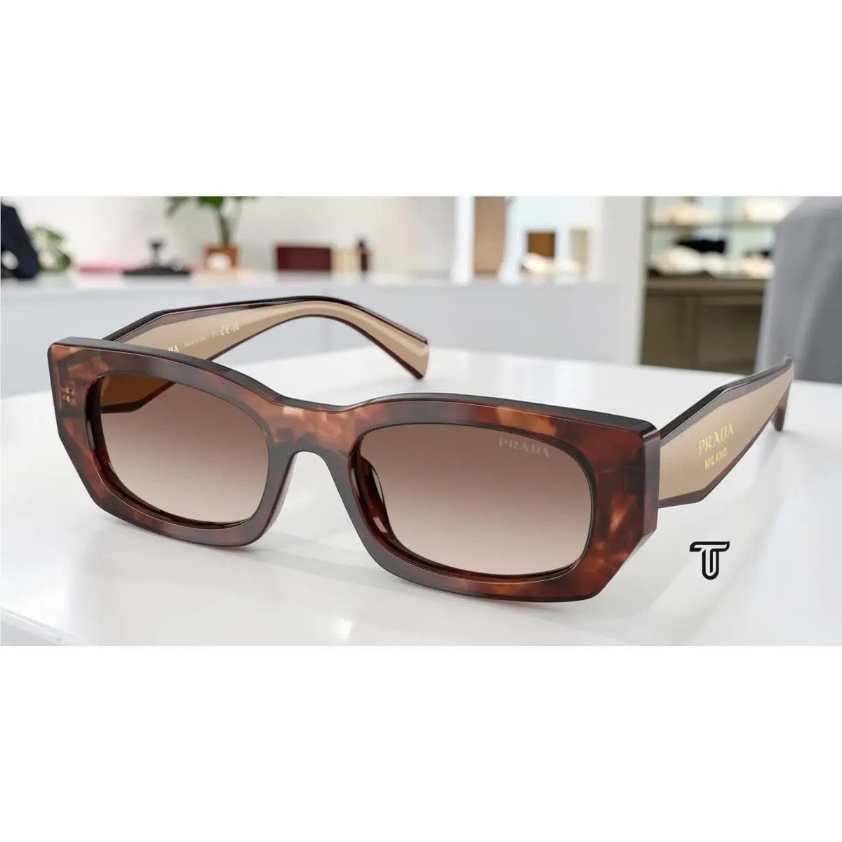 Prada PR B05S 00K10S Caramel Tortoise Brown Gradient 53 mm Women`s Sunglasses