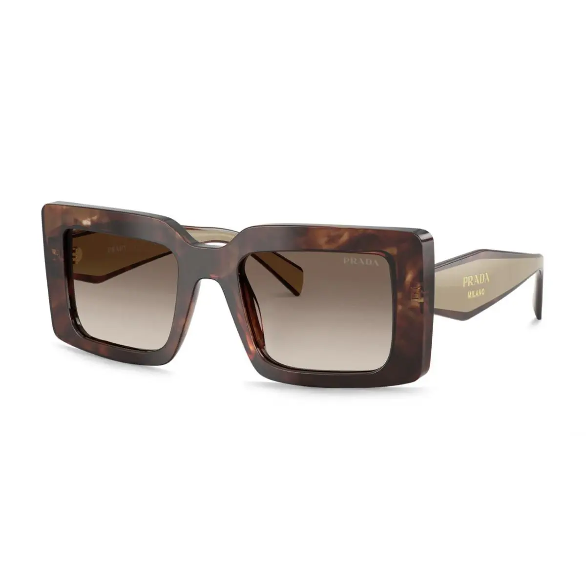 Women`s Brown Caramel Tortoise Square Sunglasses PR D01SF by Prada