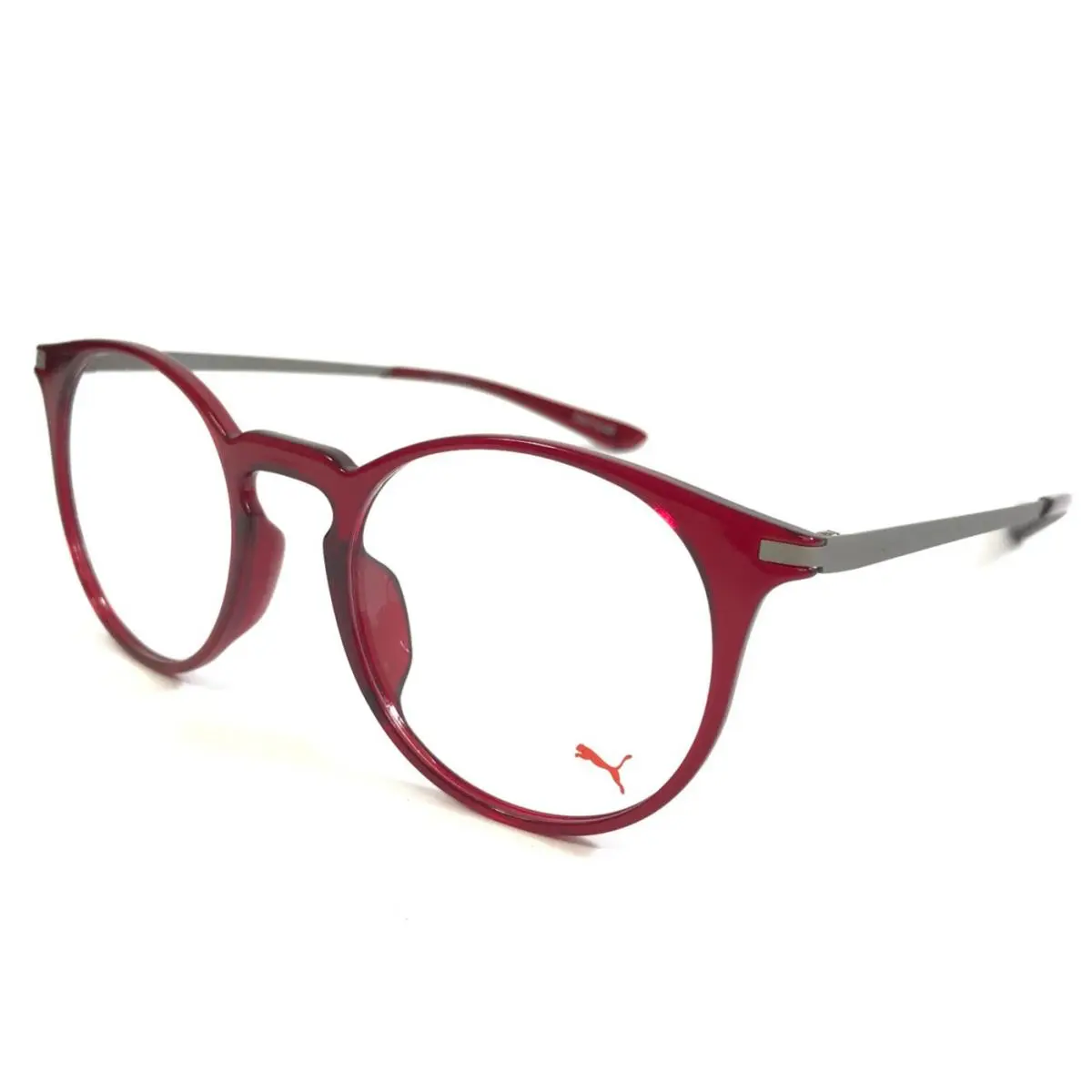 Puma Eyeglasses Frames PU01160 004 Deep Burgundy Red Matte Silver 49-20-145