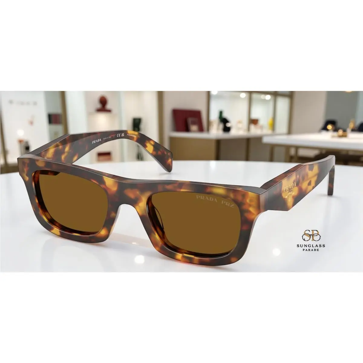 Prada PR C06S 14L10U Honey Tortoise Dk Brown Polarized 50 mm Women`s Sunglasses