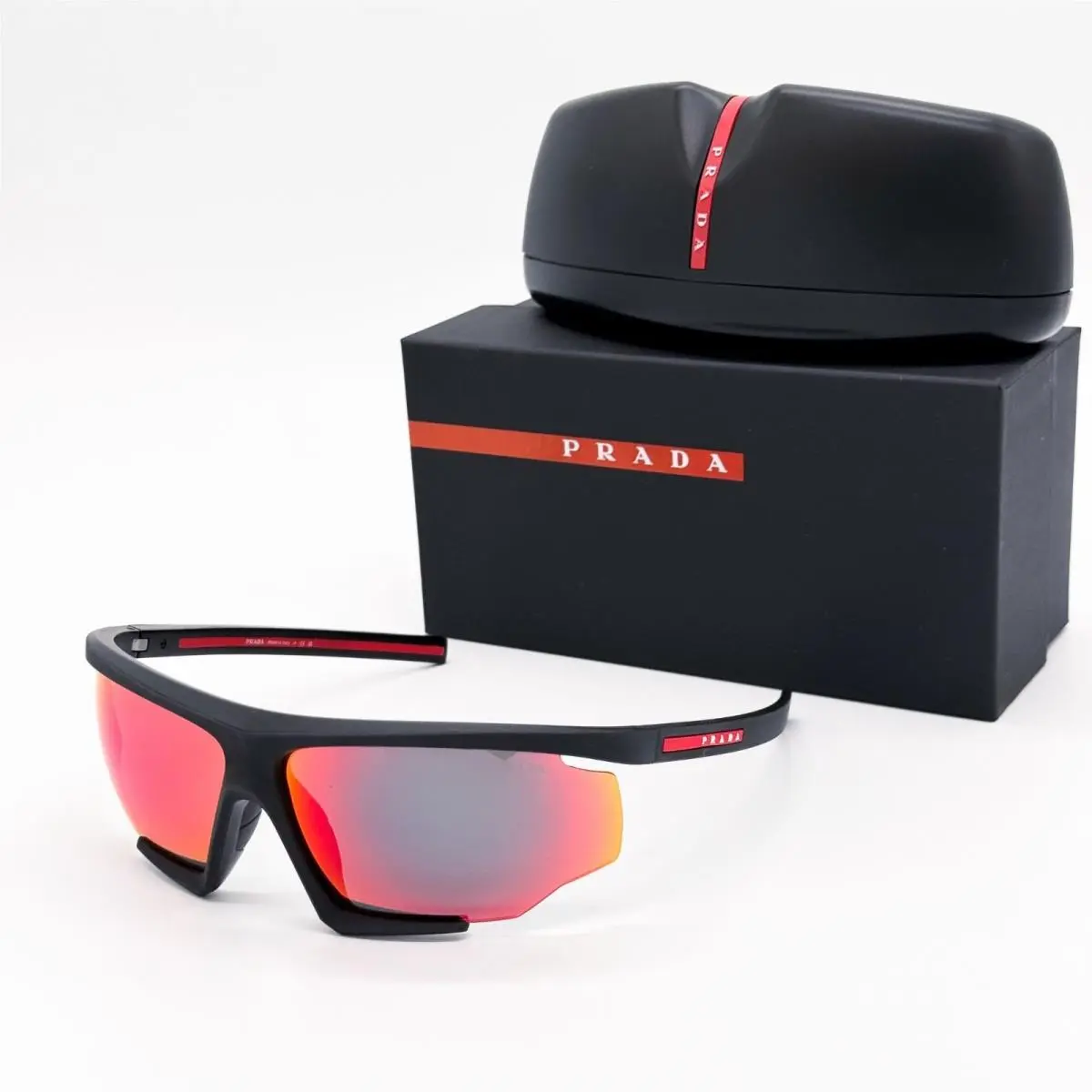 Prada Linea Rossa PS07YS DG010A Black Orange Sunglasses