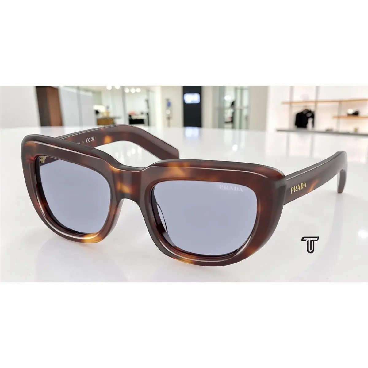 Prada PR D07S 15W30X Classic Tortoise Ultravioletta Bio 53 mm Women`s Sunglasses