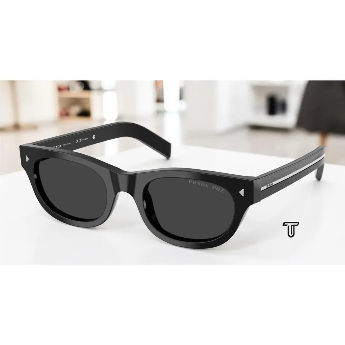 Prada PR C09SF 16K08G Black Black Polarized Polarized 52 mm Men`s Sunglasses