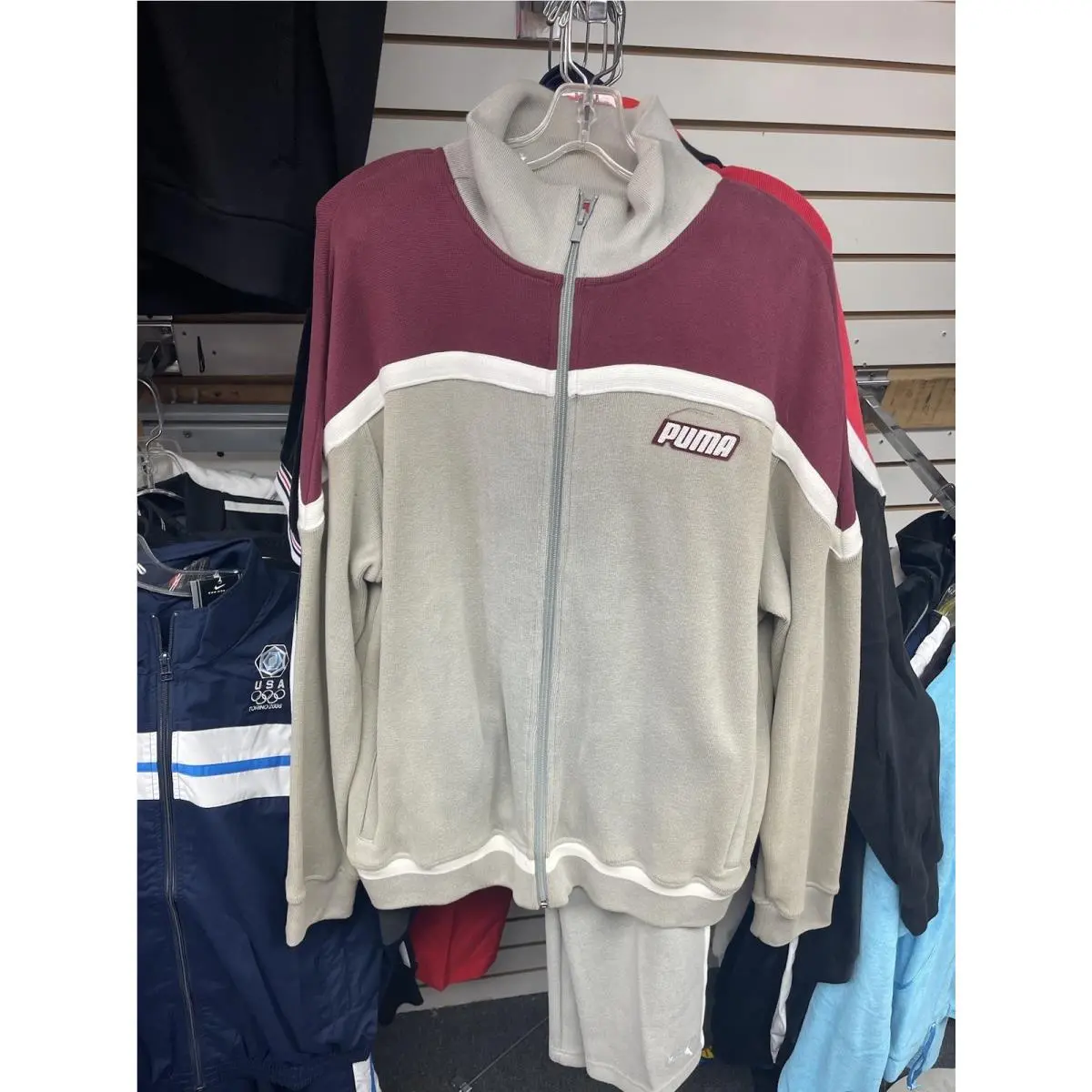 Puma Vintage Track Suit 09 Red Zip Y2k Jacket Pant Set Size M