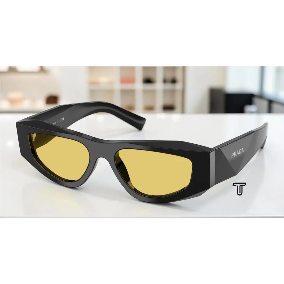 Prada PR B19SF 16K455 Black Yellow 53 mm Men`s Sunglasses