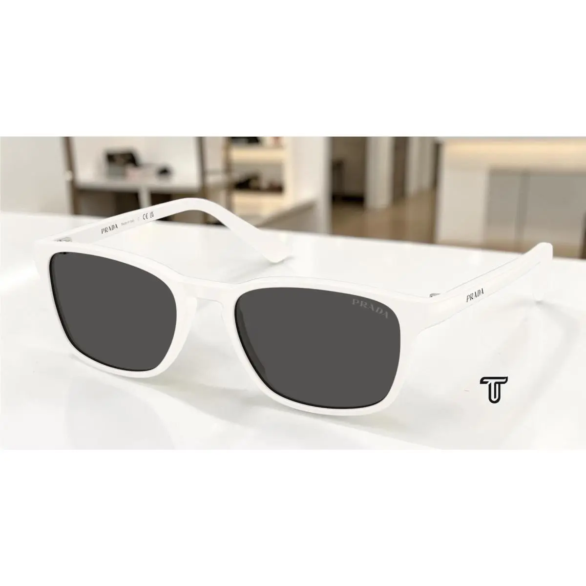 Prada PR D13SU 27M08Z White Dark Grey 52 mm Men`s Sunglasses