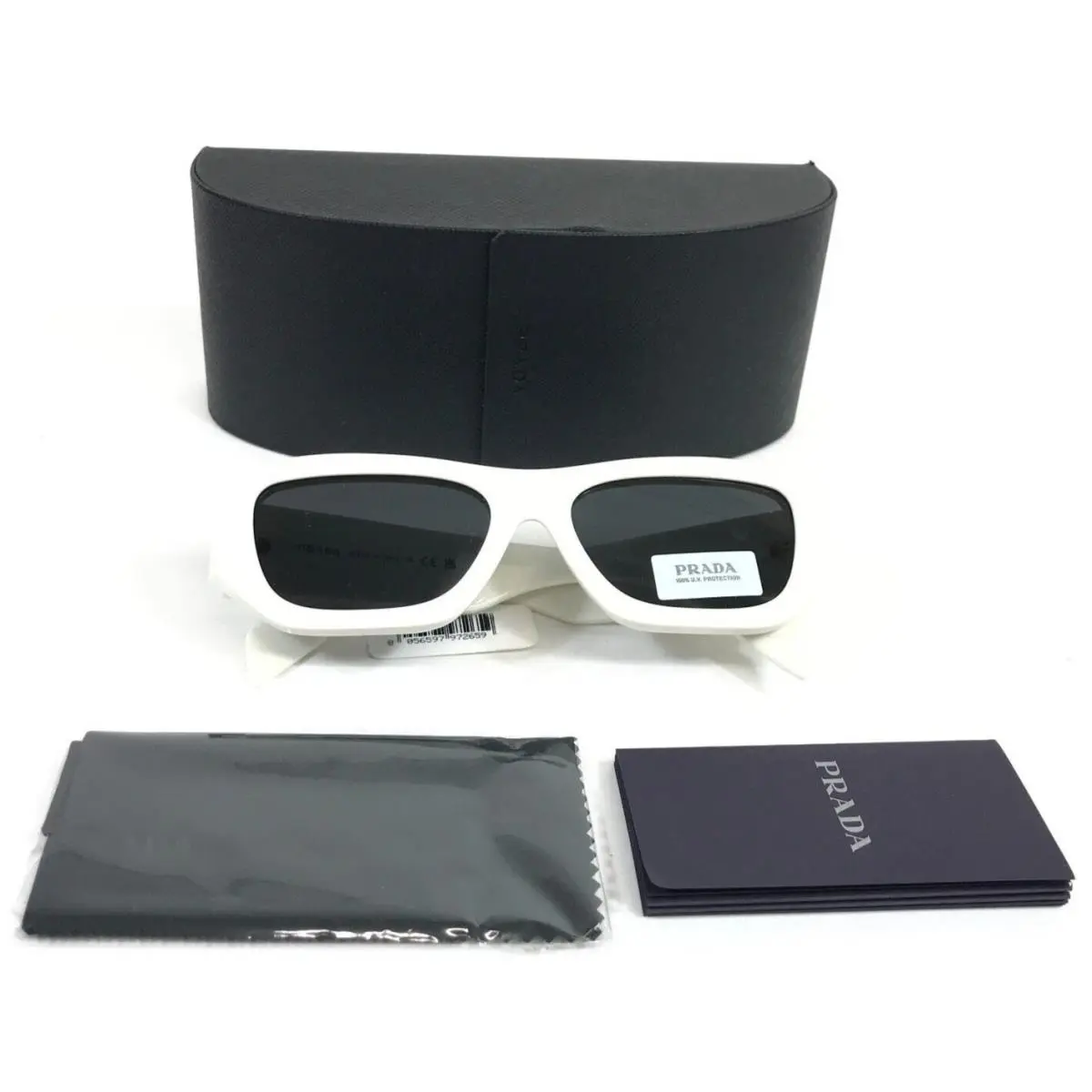 Prada Sunglasses SPRA01-F 17K-08Z White Asian Fit Frames Gray Lenses 55-17-145