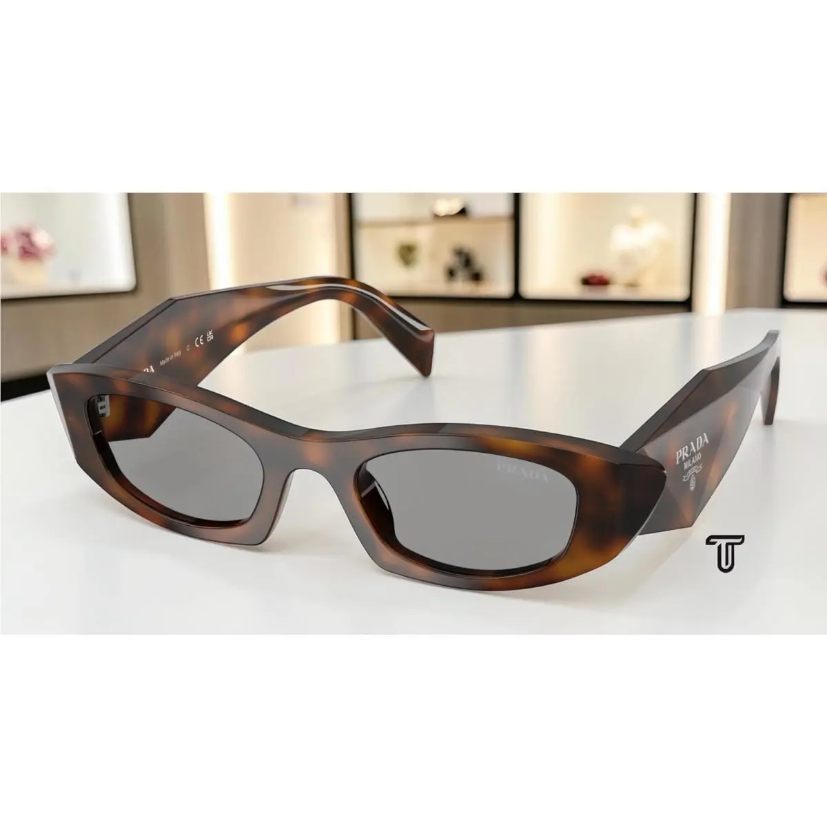 Prada PR B16SF 20D50Q Juniper Tortoise Grey 52 mm Women`s Sunglasses