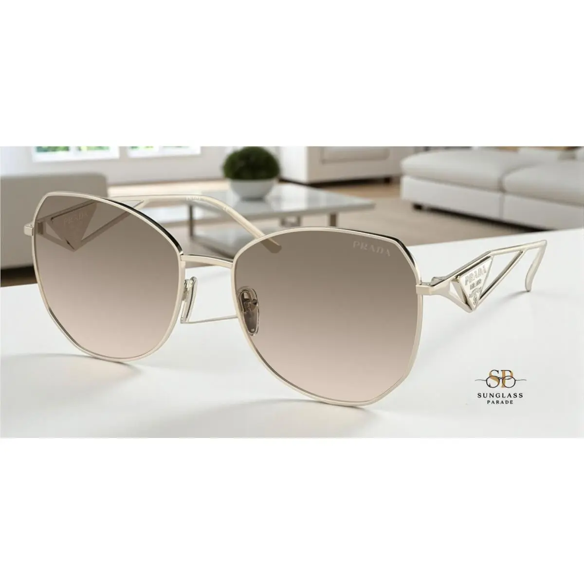 Prada PR 57YS ZVN3D0 Pale Gold Lt Brown Grad Light Grey 57 mm Women`s Sunglasses