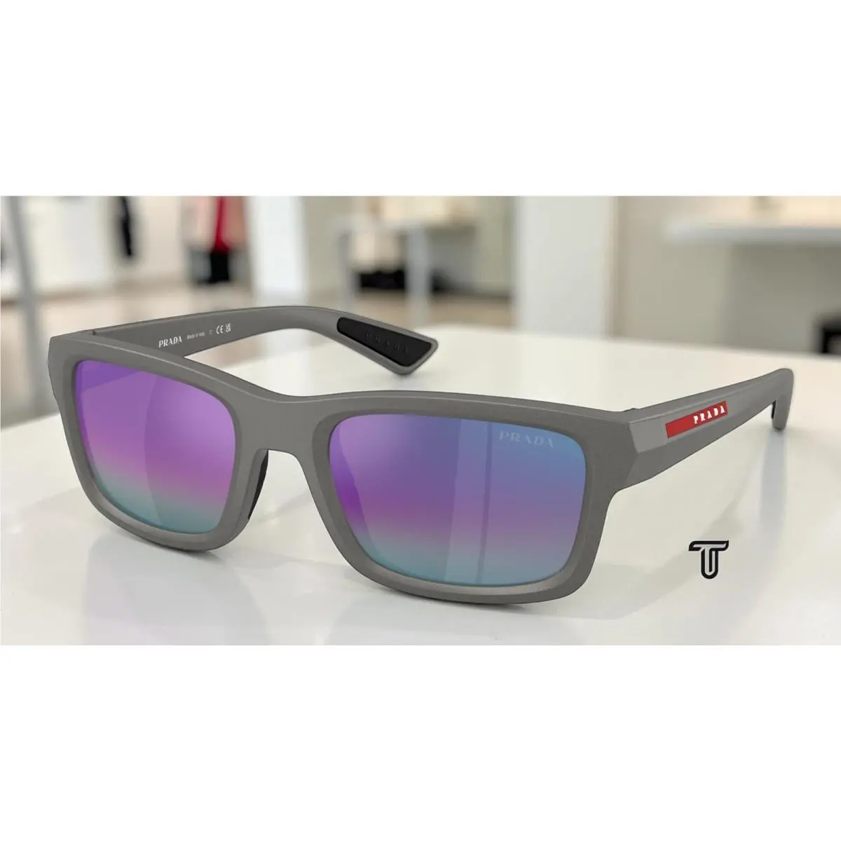 Prada PS B10SF 16X50Z Silver Metal Violet Gradient Silver 54 mm Men`s Sunglasses