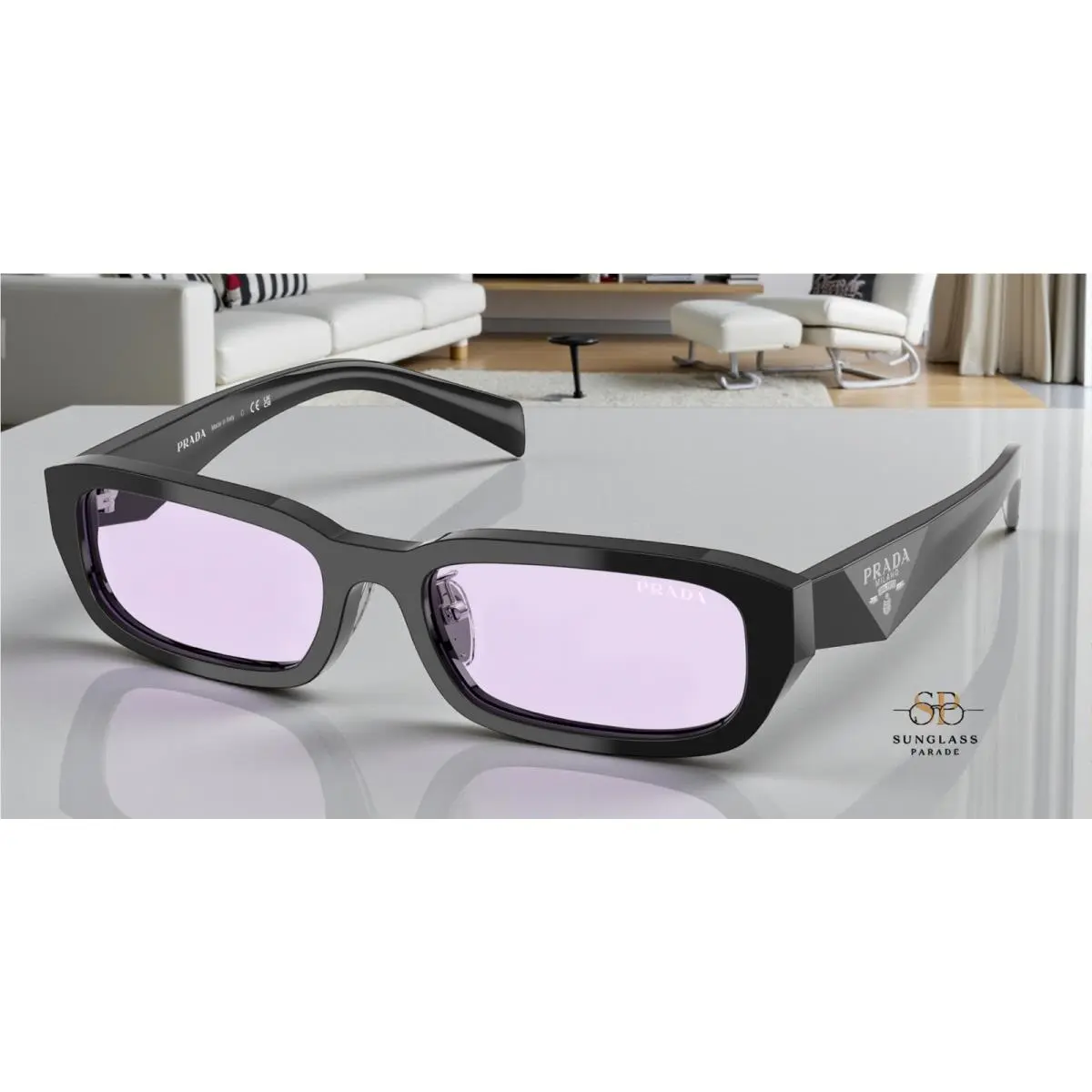 Prada PR B06SF 16K40J Black Violet 55 mm Women`s Sunglasses