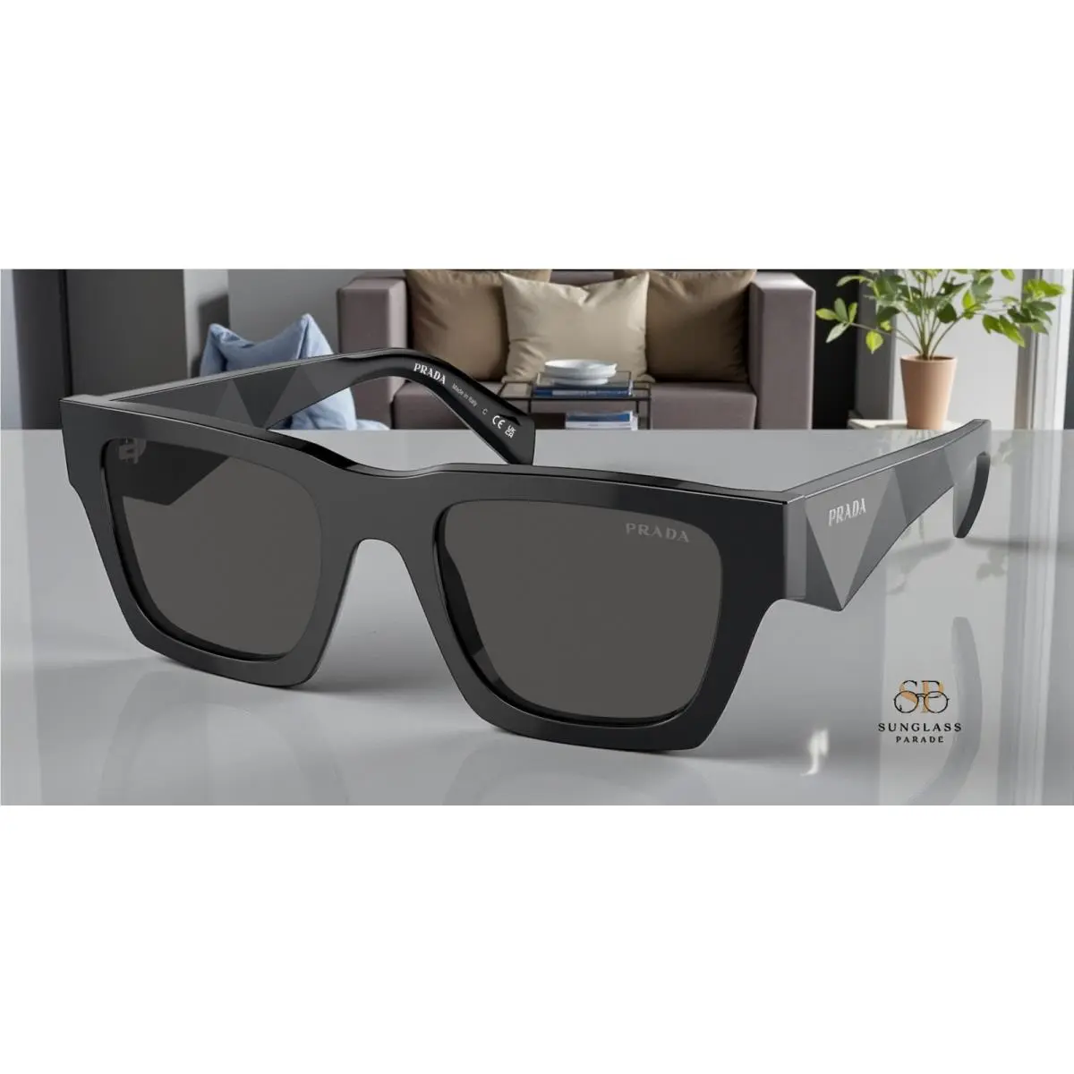 Prada PR A06S 16K08Z Black Dark Grey 50 mm Men`s Sunglasses
