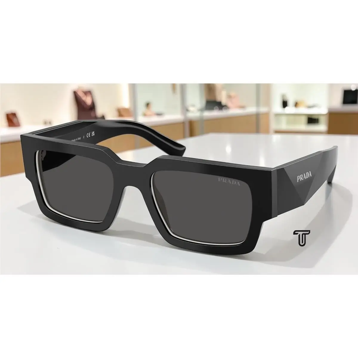 Prada PR B17SF 16K08Z Black Talc Dark Grey 55 mm Men`s Sunglasses