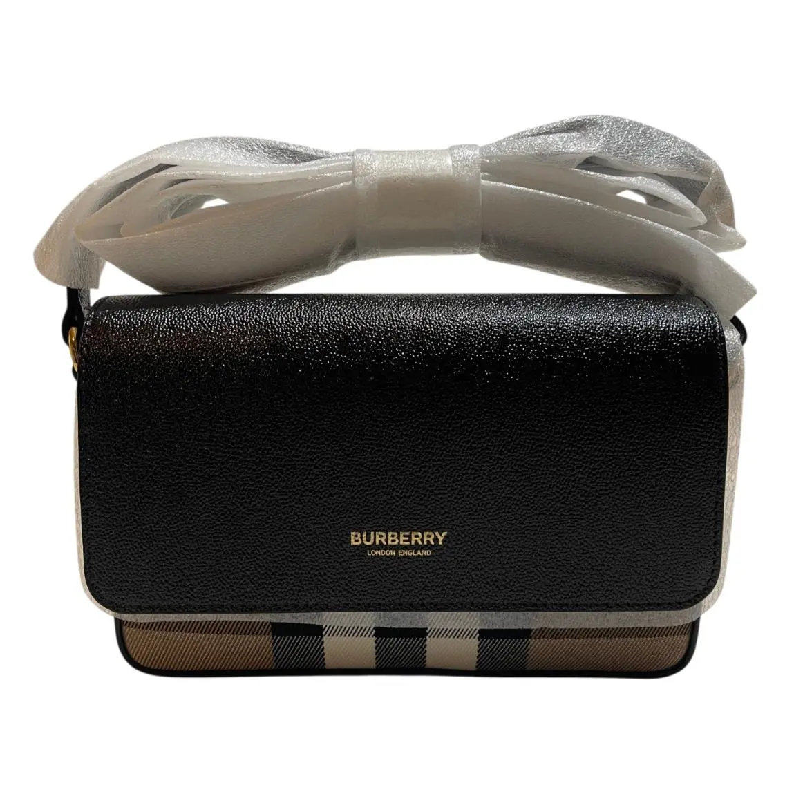 Burberry Hampshire Vintage Check Leather Crossbody Shoulder Bag