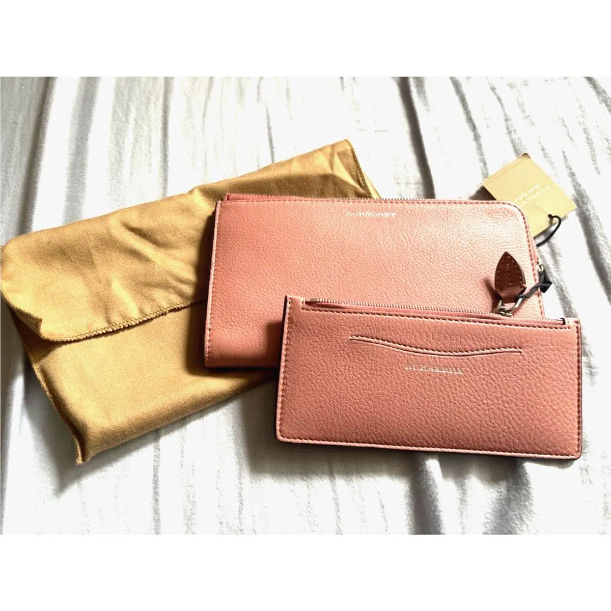 Burberry Abbey Leather 2 in 1 Clutch Wallet Pink w/ Coin Case 6CC Bag