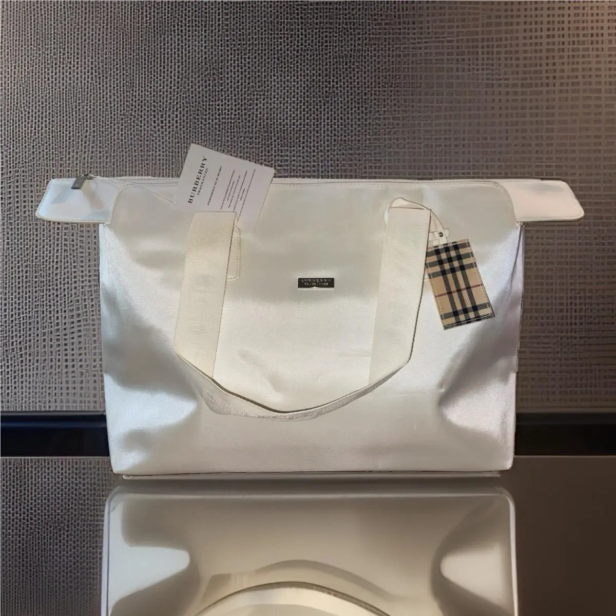 Vintage Burberry Fragrance Overnight Bag 23” Wide Ivory Pearl