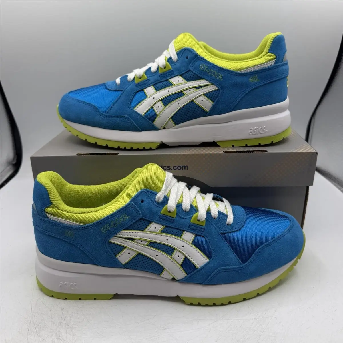 Asics Gt-cool Running Shoes Mens Sz 9.5 Mid Blue/lime Sneakers H402N 4289