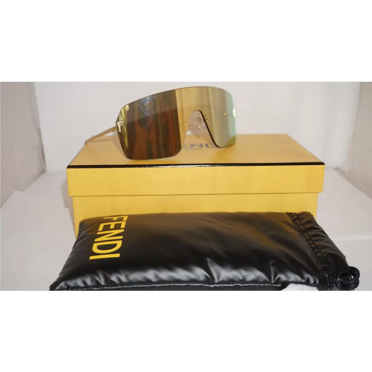 Fendi Sunglasses First 4121 Gold Mirrored Shield Crystal 139 00 120