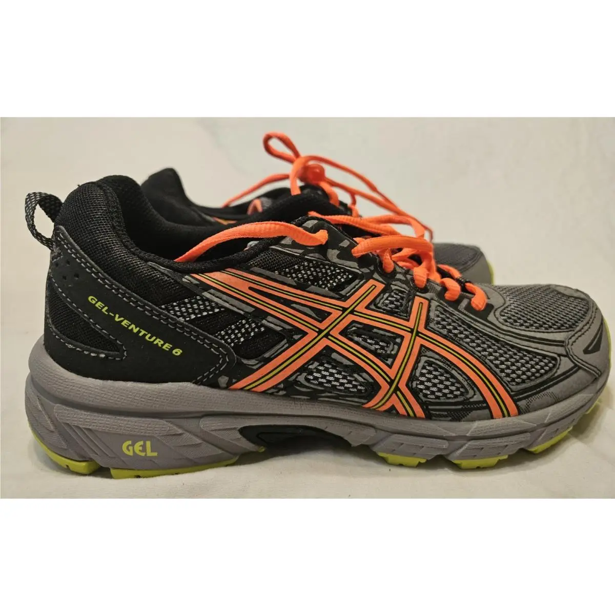 Asics Gel-venture Size 8.5 B Gray Orange Lime Green T7G6Q 1606 Women