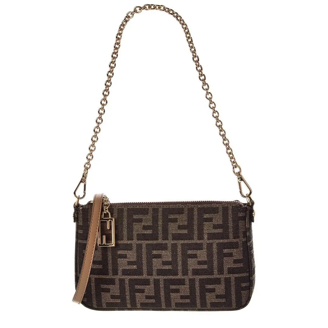 Fendi Baguette Ff Jacquard Pouch Women`s Brown Ns
