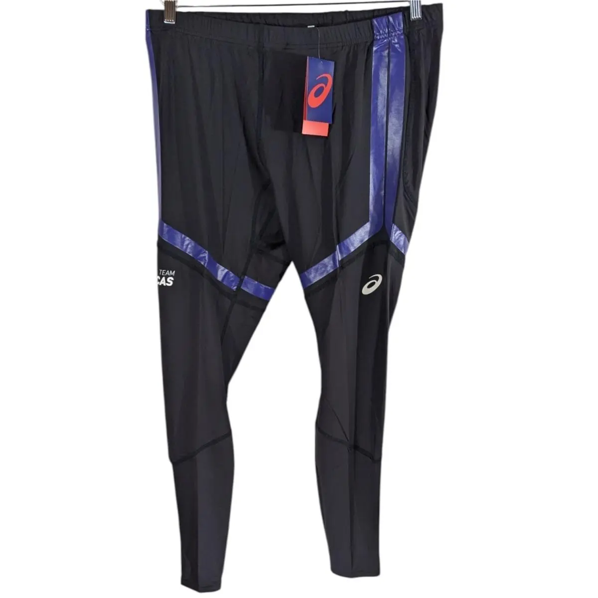 Asics Compression Pants Team Americas Running Tights Purple Black Mens 2XL Xxl