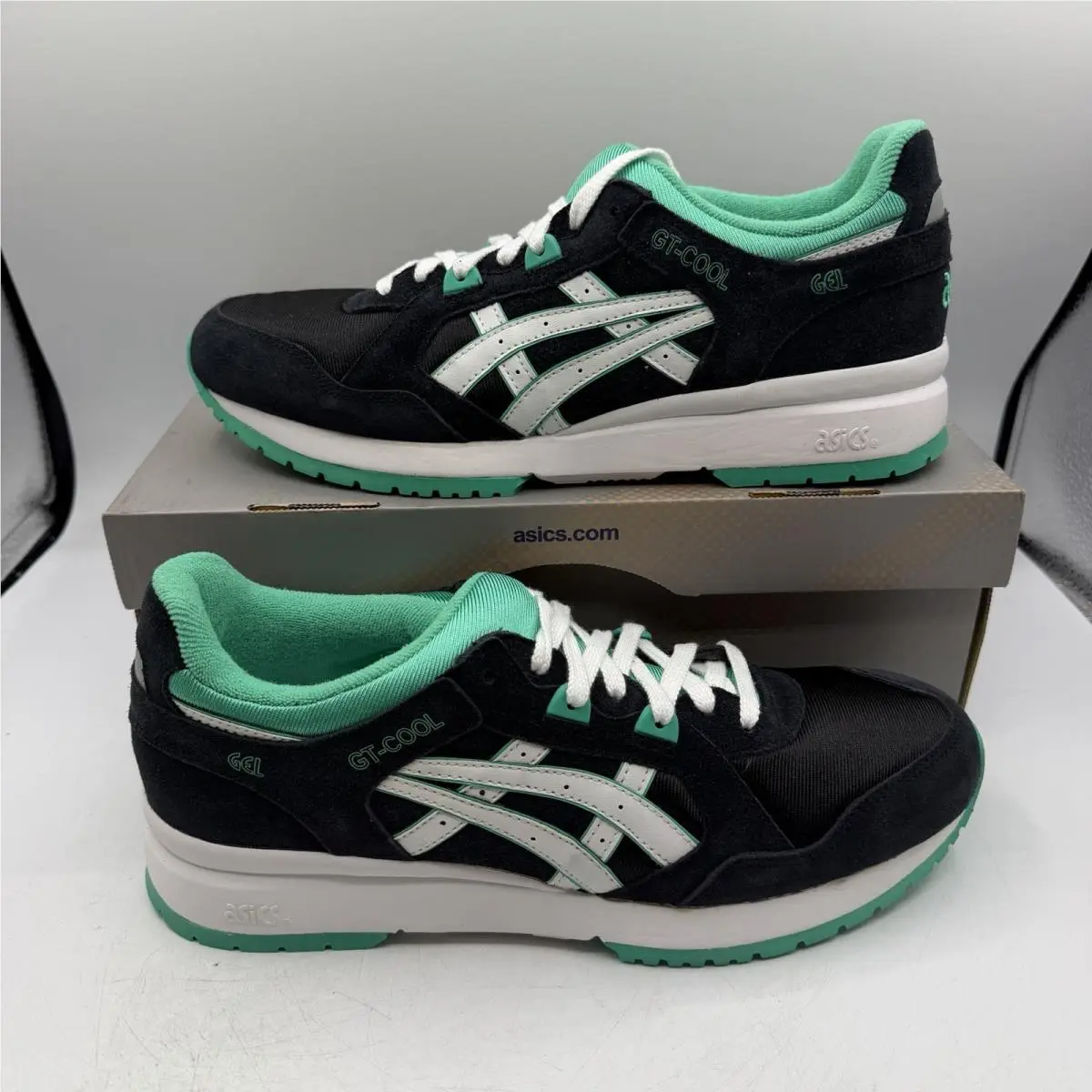 Asics Gt-cool Running Shoes Mens Sz 10.5 Black/mint Leaf Sneakers H402N 9067
