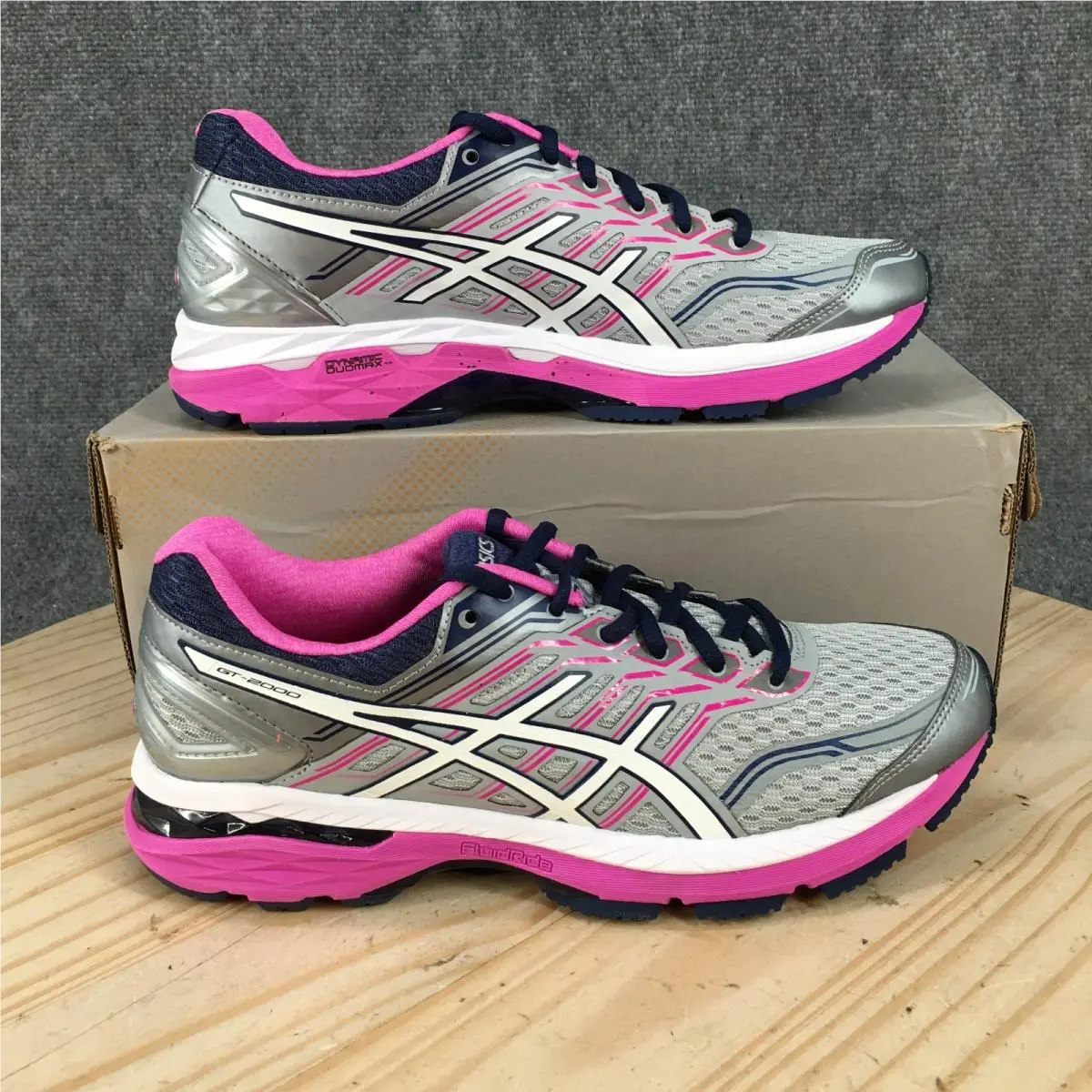 Asics GT-2000 5 Shoes Womens 10 AA Running Sneakers Gray White Pink Mesh