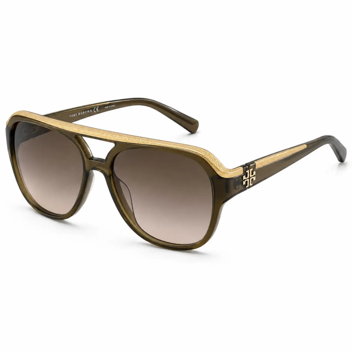 Tory Burch Women`s Aviator Brown Gold Sunglasses TY9018Q 66613