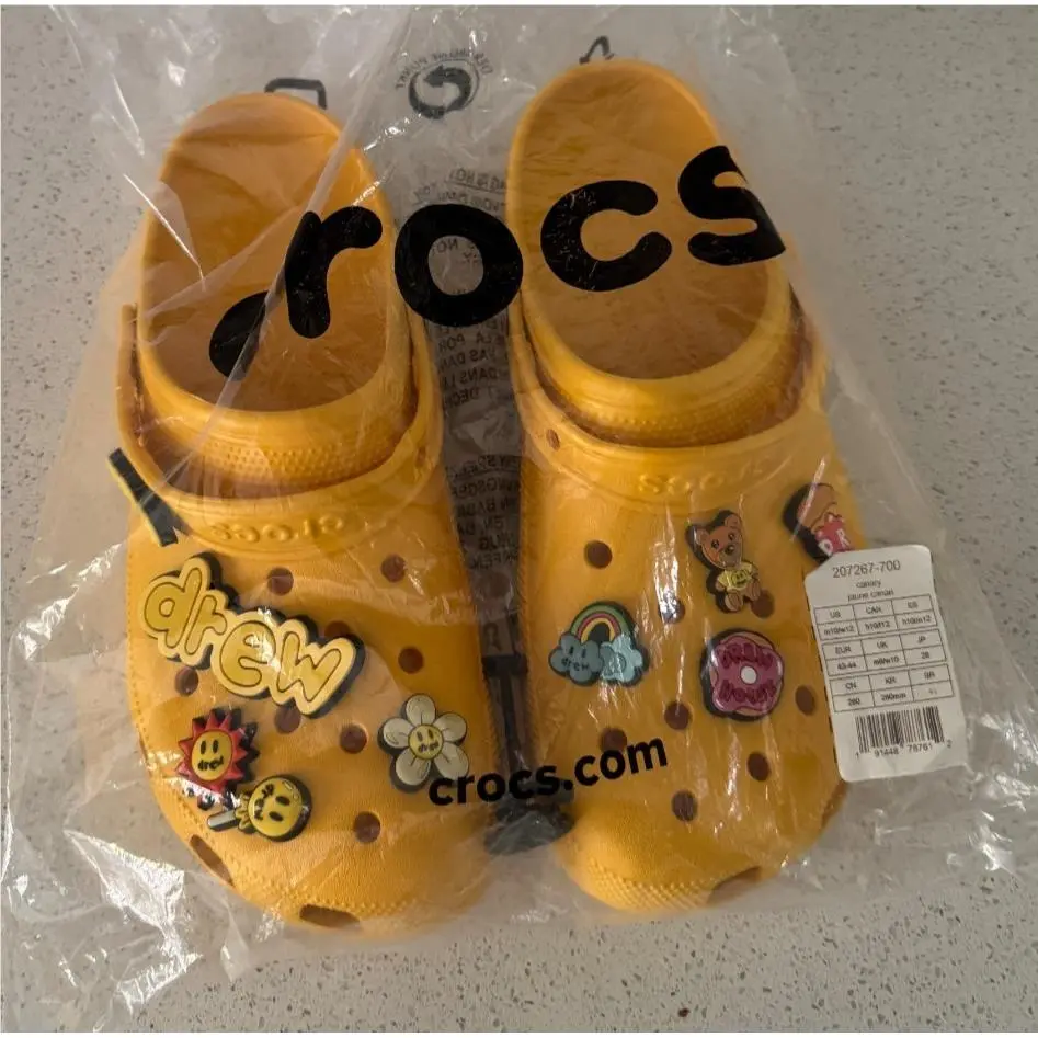 Crocs Justin Bieber X Drew Size M10/W12 Yellow Classic Clog Shoes 207267-700