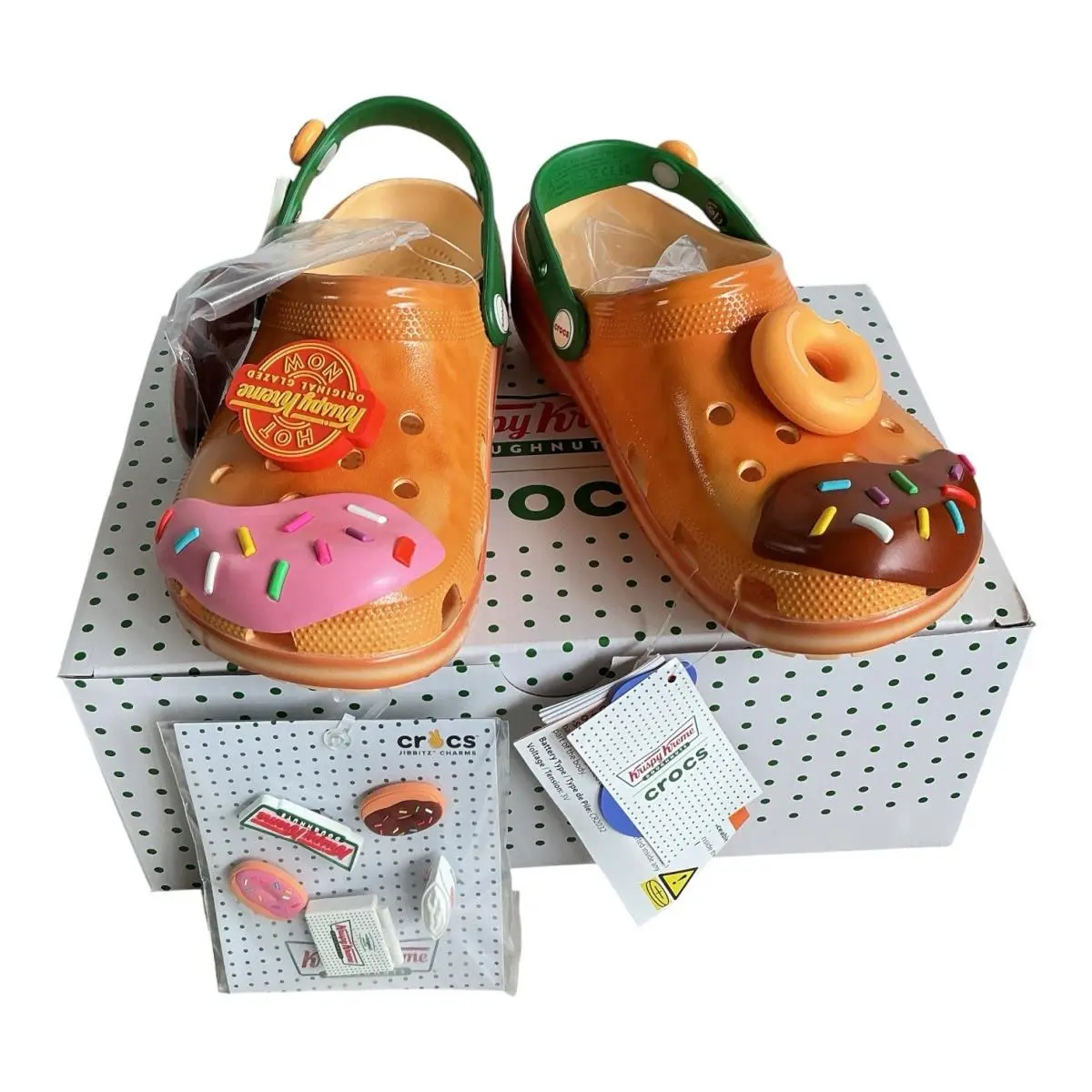 Krispy Kreme x Crocs - Size 9 Men / 11 Women - Light-up Jibbitz Charms