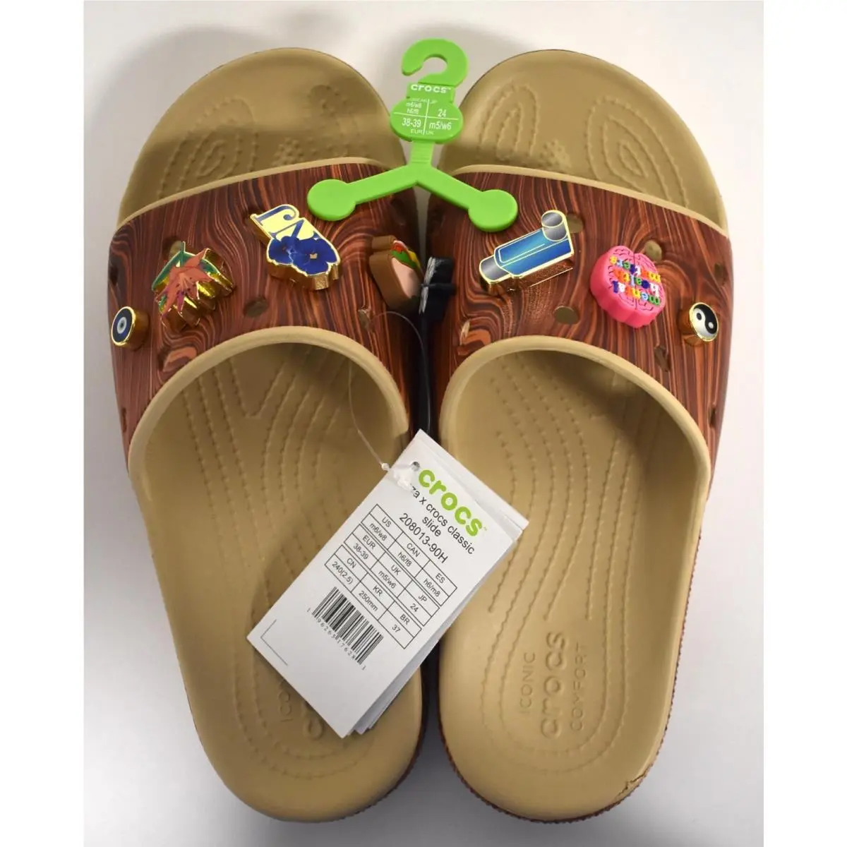 Crocs Sza x Classic Slide Woodgrain 208013-90H Men Size 6 Women Size 8