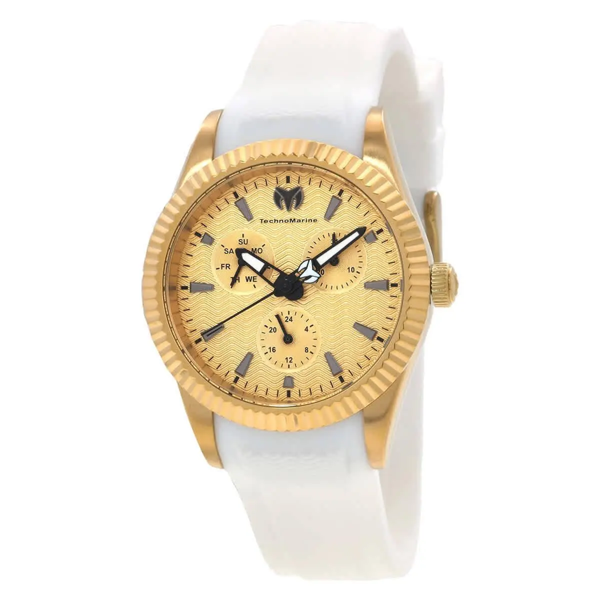 Technomarine Sea Dream Gold-tone Dial Ladies Watch TM-724003 - Dial: Gold-tone, Band: White, Bezel: Gold-tone