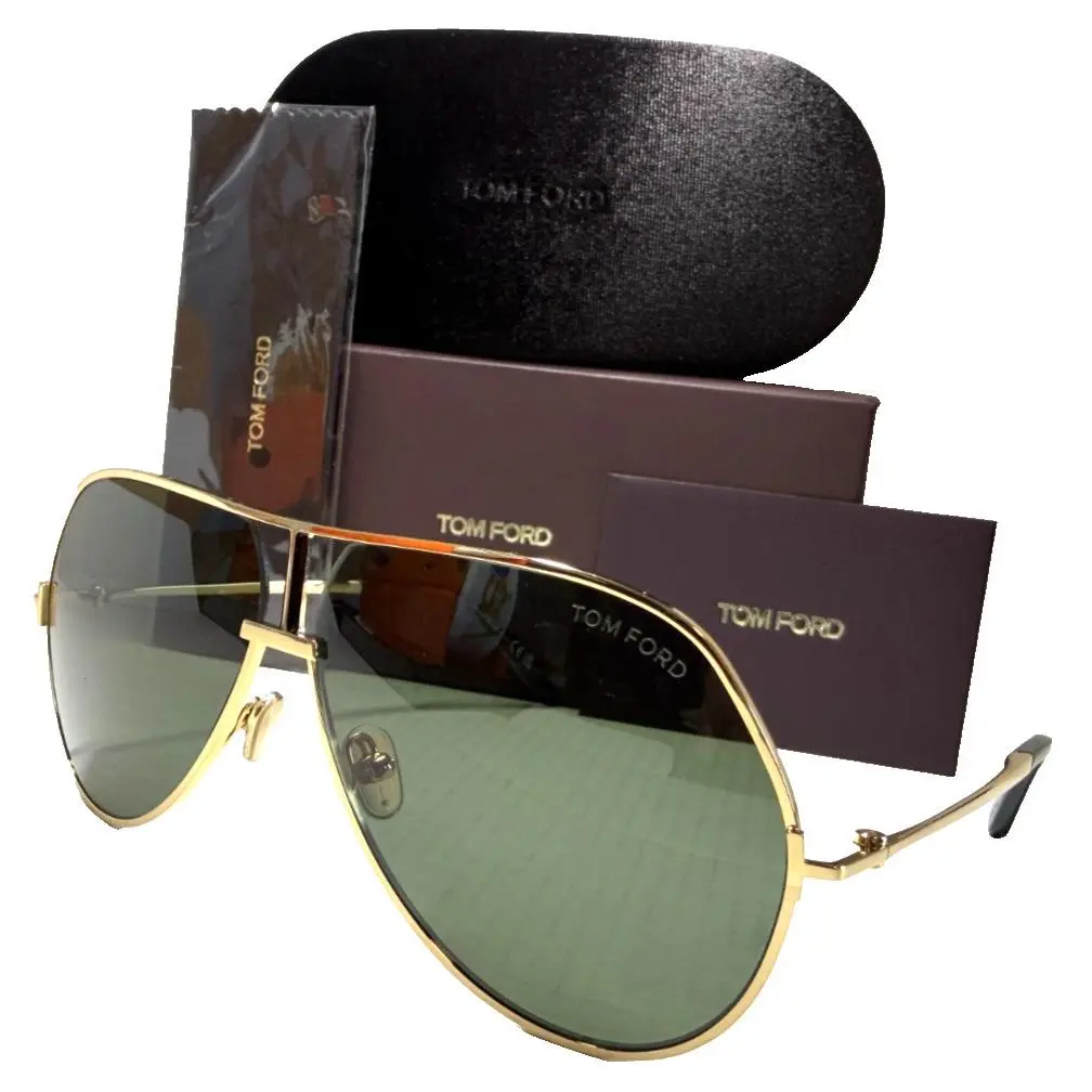 Tom Ford RICKIE-02 TF1281 30N Shiny Gold W/green Lens Sunglasses 63-10