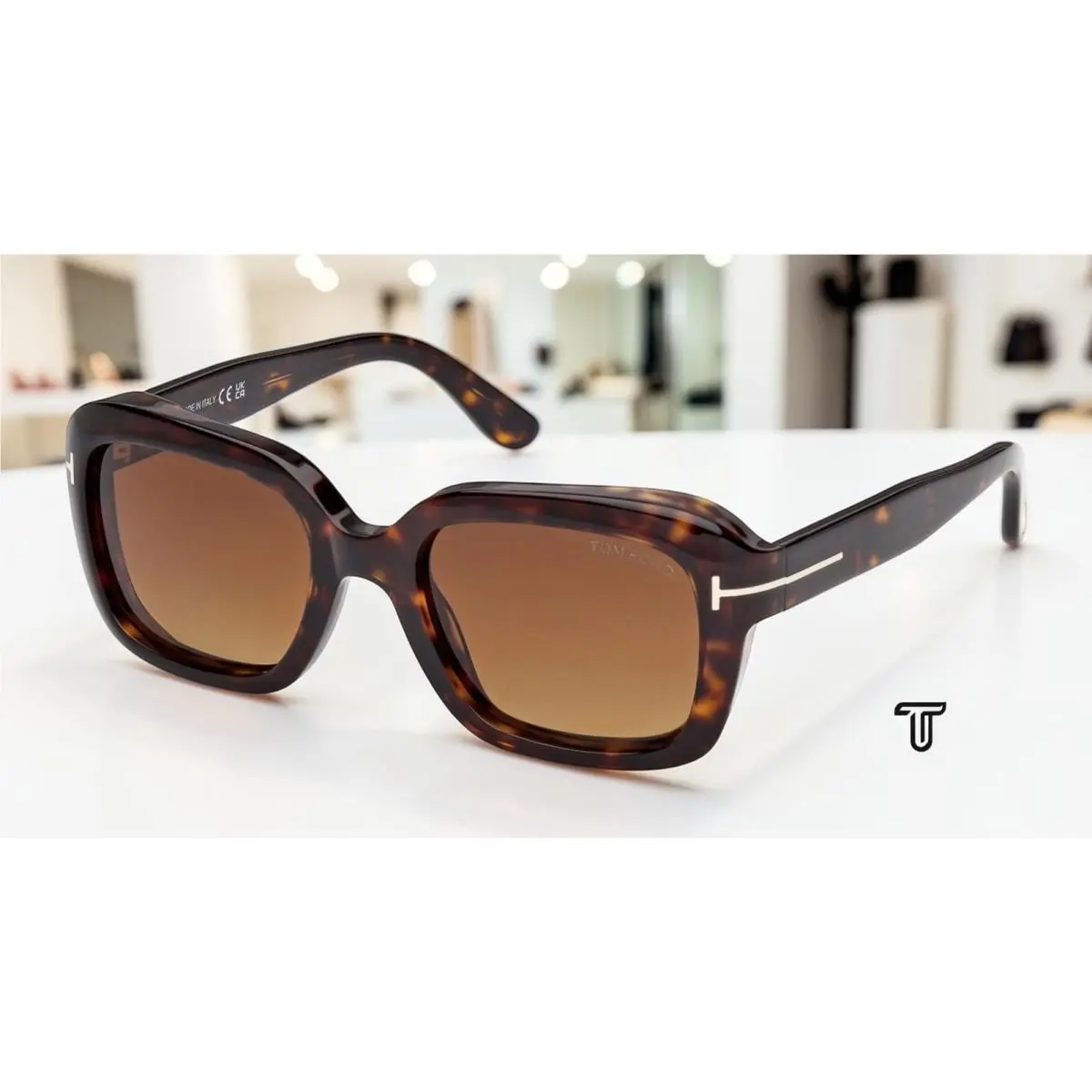 FT1283 52F Acetate Dark Havana Gradient Brown 52 mm Women`s Sunglasses by Tom Ford