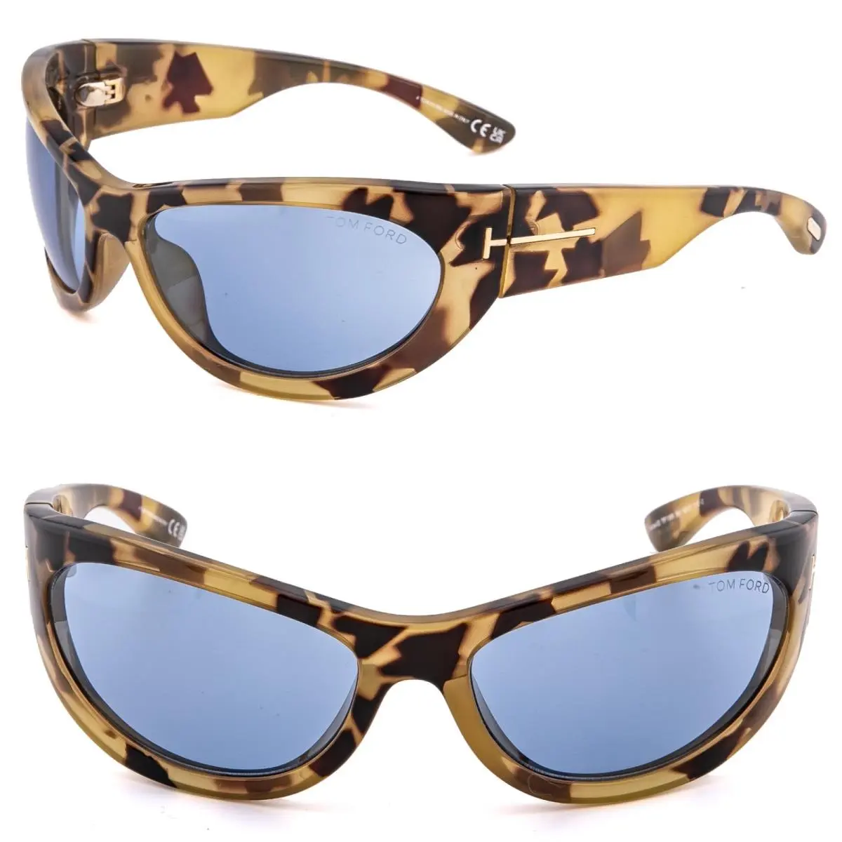 LEONA-02 FT1365 56V Brown Blue Wrap Sunglasses 1365 TF1365 by Tom Ford