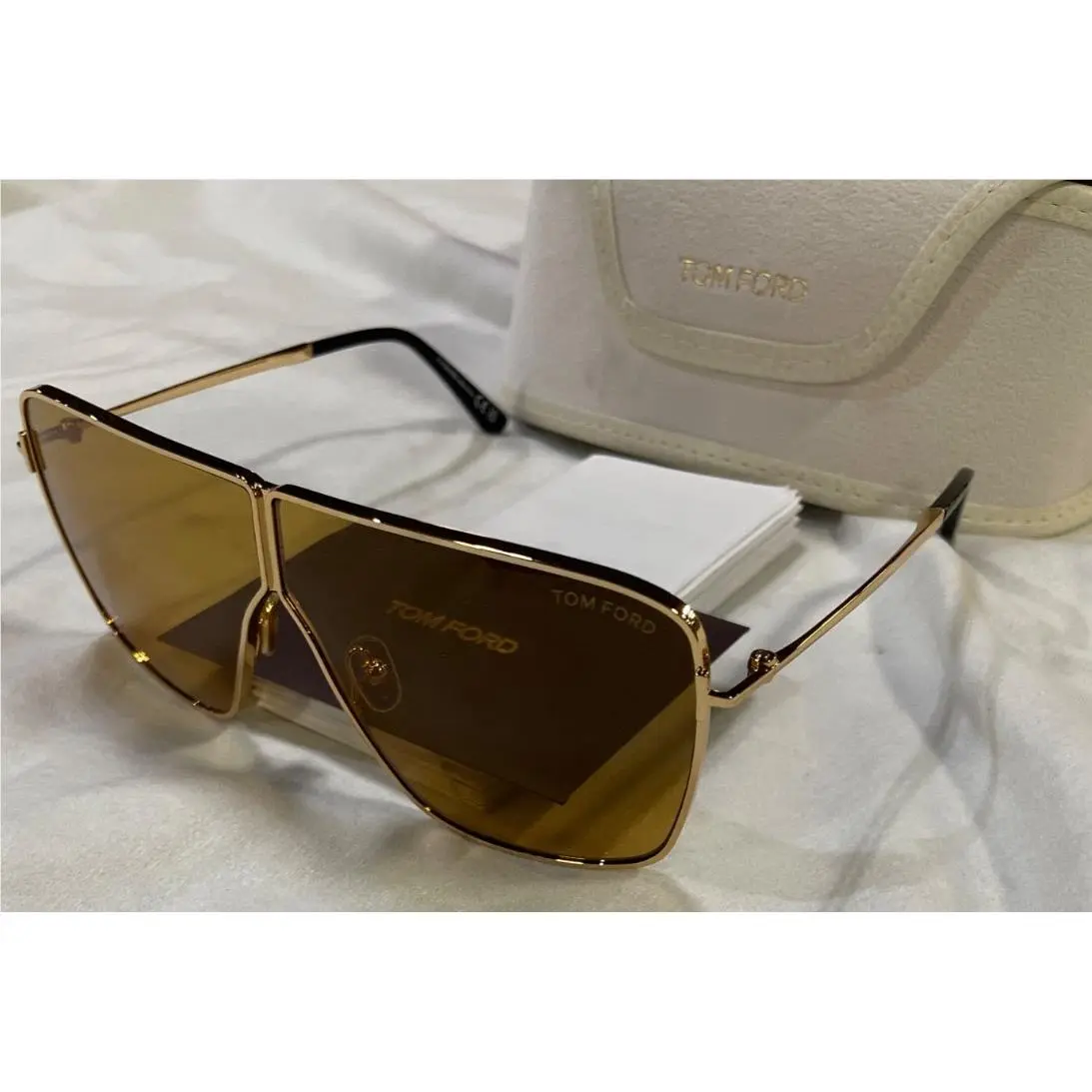 Huxley Online Only Frame:gold Lenses:brown Xxl 68-03 by Tom Ford