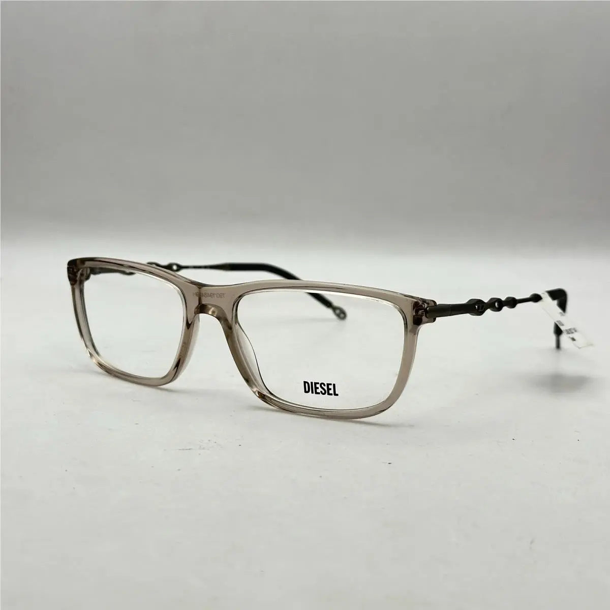 Diesel Mens Square Full Rim Acetate Front Eyeglasses DL4006 Transparent Brown