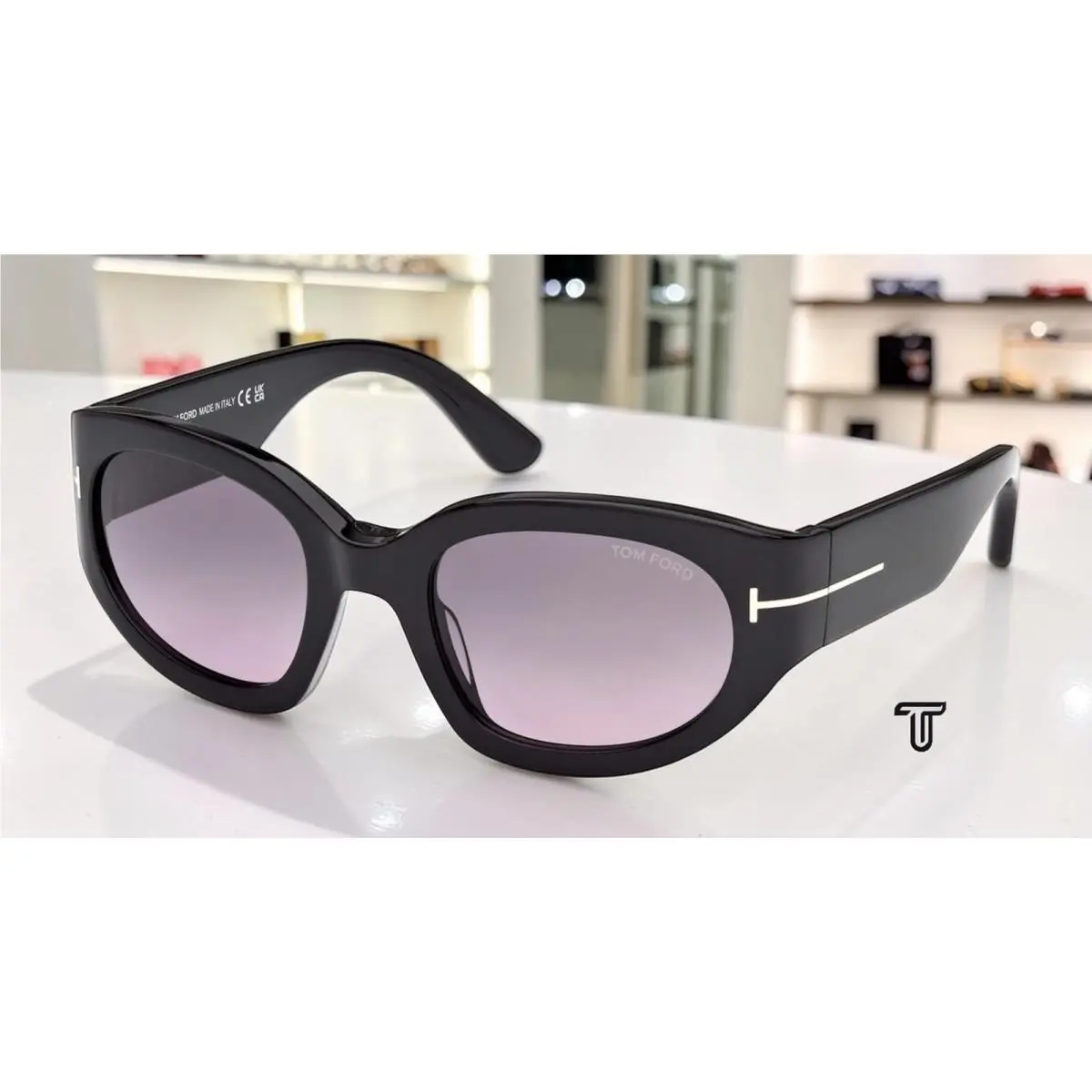 FT1313 01B Acetate Shiny Black Gradient Smoke 53 mm Women`s Sunglasses by Tom Ford