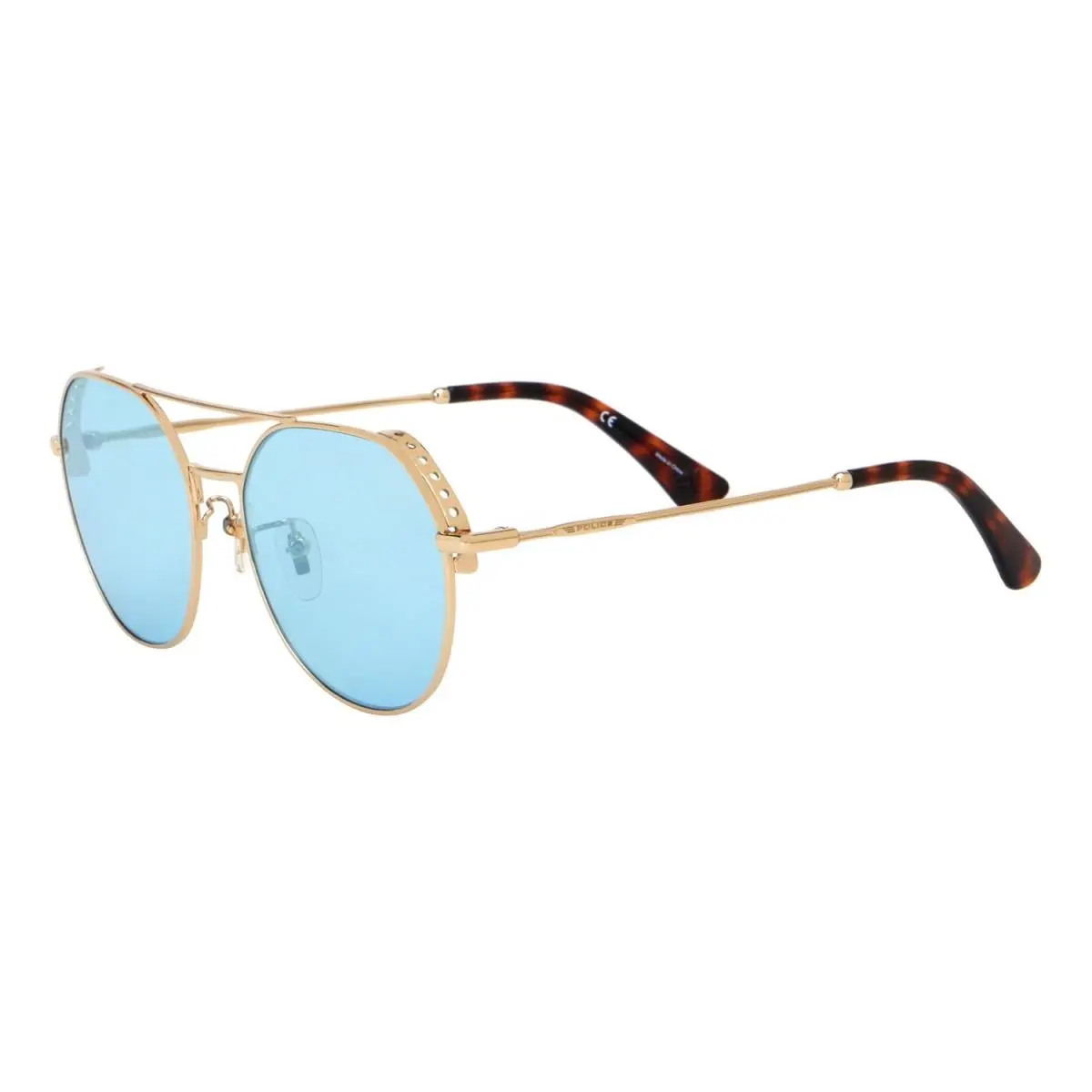 Iconic Luxe Police Sunglasses Spl636-300X Gold with Blue Metal