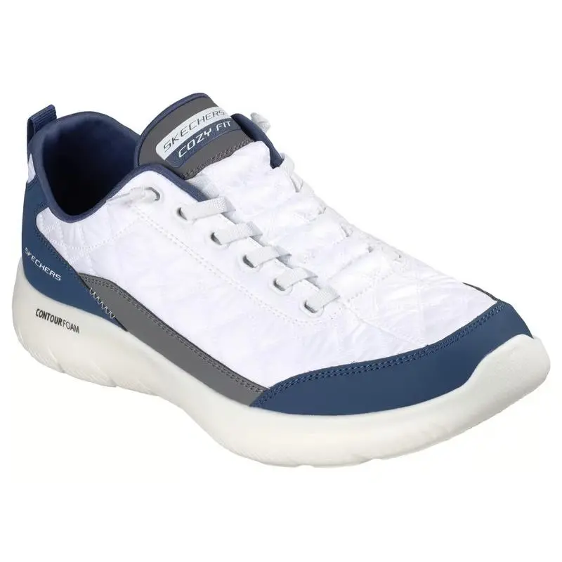 Mens Skechers Summits Contour Foam Cozy Fit White Navy Mesh Shoes