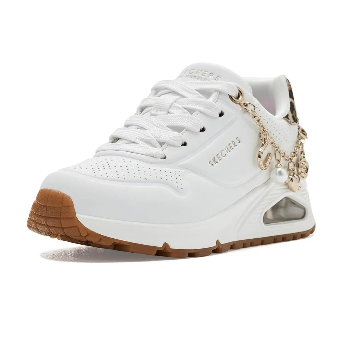 Girl`s  Kids Uno Gen1-Leopard Rockstar 310921L Little Kid/big Kid White/Lepoard by Skechers