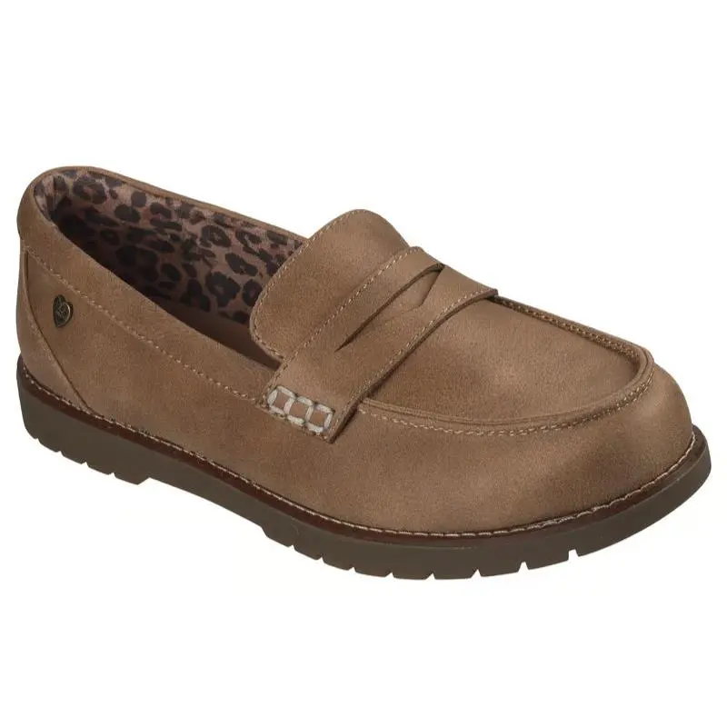 Womens Skechers Bobs Chill Lugs Club Casual Chestnut Leather Shoes